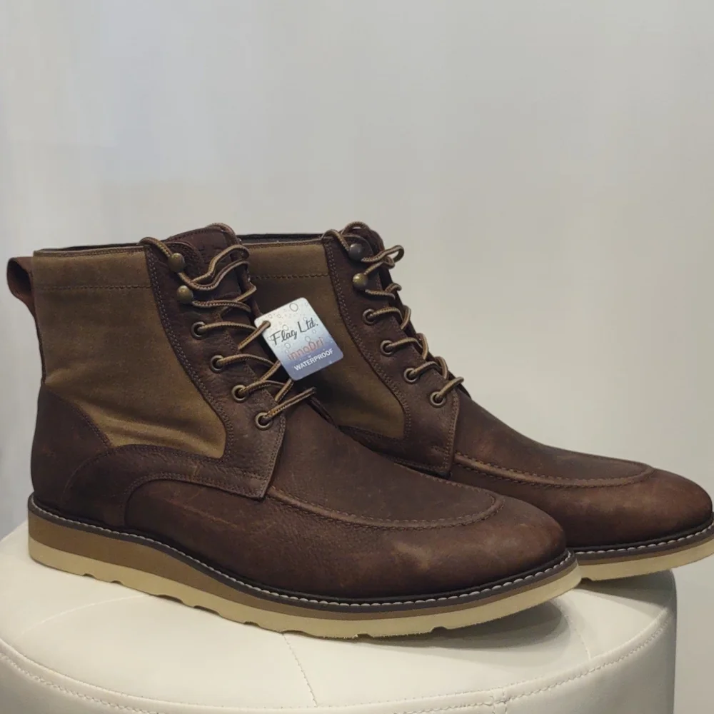 Flag LTD Men's Vibrant Sole leather lace up hiking boots waterproof 13 Shoes NEW - Picture 2 of 8